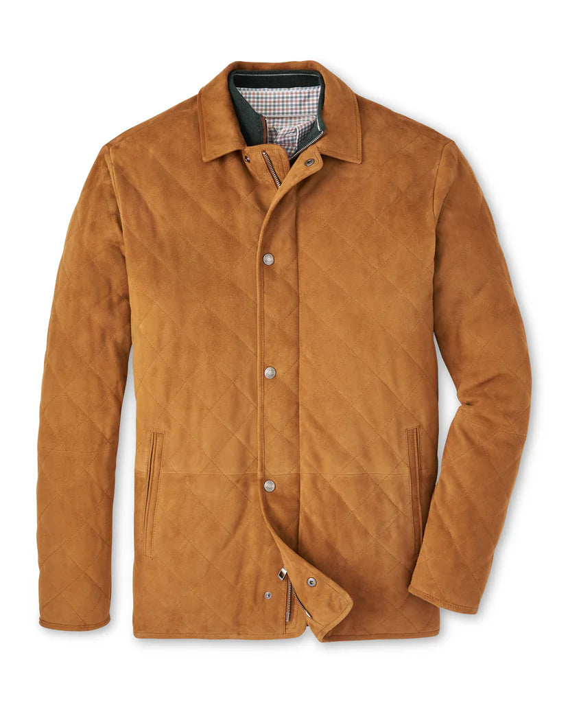 Peter Millar Mens Classic Fit Suffolk Suede Coat - WHISKEY