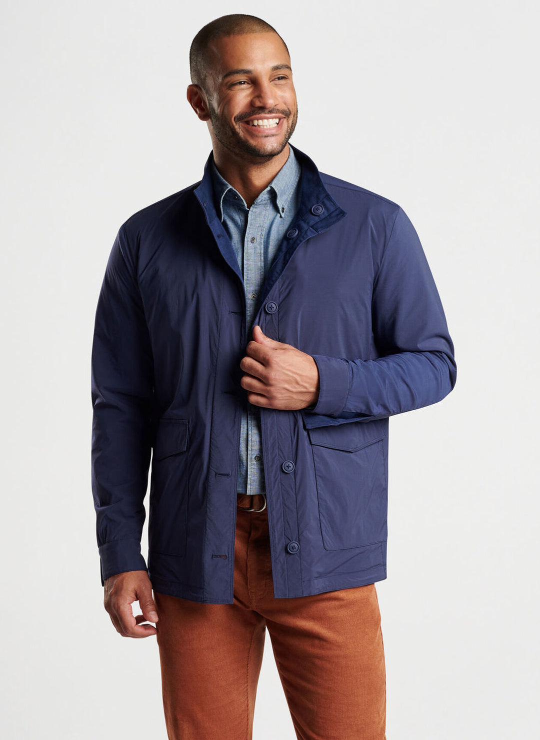 Peter Millar Mens Classic Fit Stowe Reversible Safari Jacket - NAVY