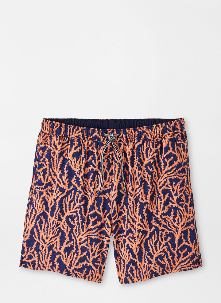 Peter Millar Mens Classic Fit 'GROW A SPINE' Swim Trunk - SAHARA