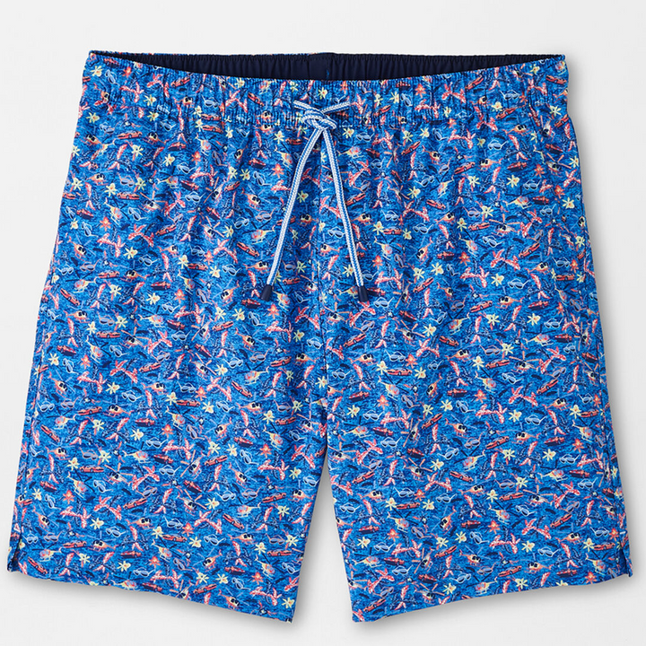 Peter Millar Mens Classic Fit 'MAGNUM PI' Swim Trunk - BLUE MARLIN