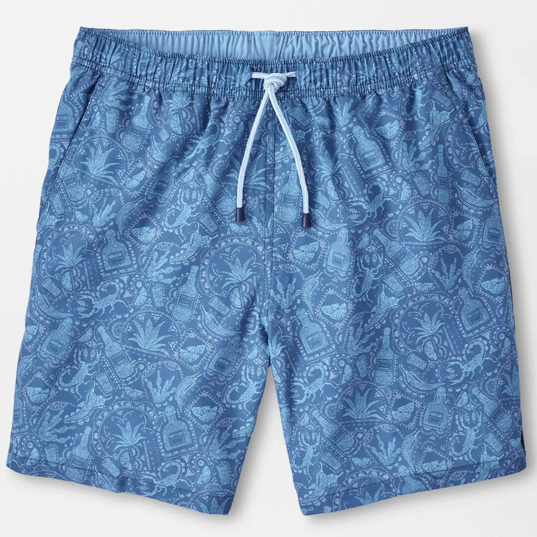 Peter Millar Mens Classic Fit 'MEZCAL MAYHEM' Swim Trunk - MOON BLUE