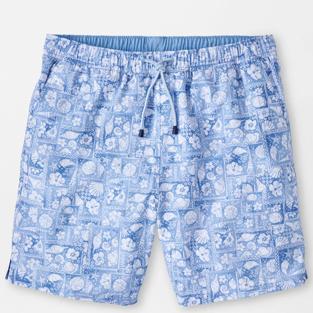 Peter Millar Mens Classic Fit 'SHELL PATCHWORK' Swim Trunk - BONNET