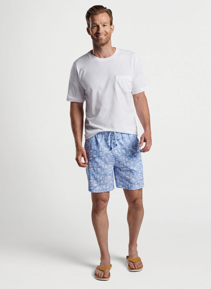 Peter Millar Mens Classic Fit 'SHELL PATCHWORK' Swim Trunk - BONNET