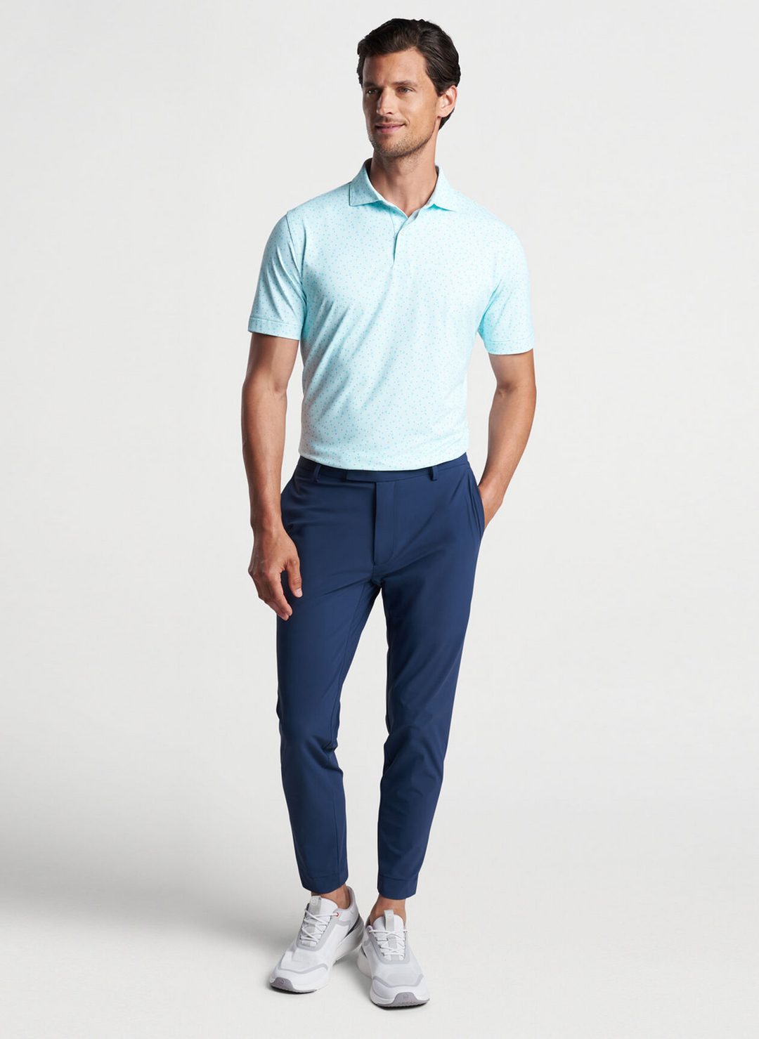 Peter Millar Mens Tailored Fit 'DIAMOND IN THE ROUGH' Polo - ICE AQUA