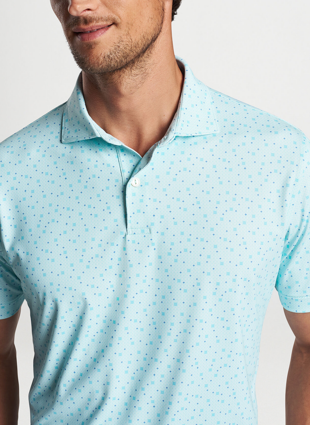 Peter Millar Mens Tailored Fit 'DIAMOND IN THE ROUGH' Polo - ICE AQUA