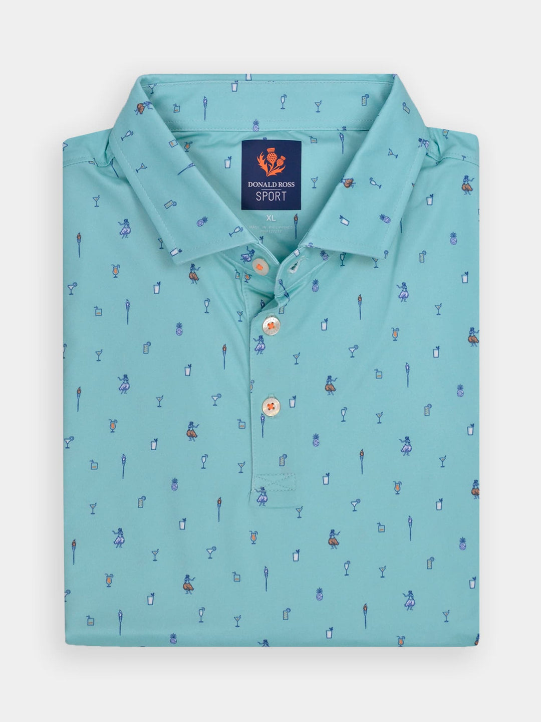 Donald Ross Mens Sport Fit MAURICE Polo - Seaglass Multi