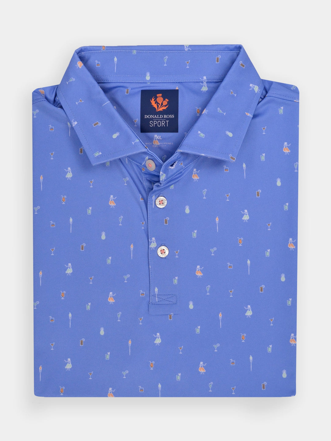 Donald Ross Mens Sport Fit MAURICE Polo - Ultramarine Multi