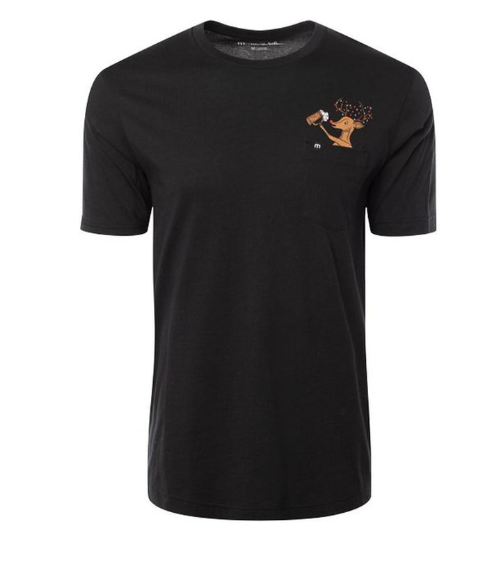 TRAVIS MATHEW MENS KIING RUDOLPH HOLIDAY T-SHIRT - BLACK