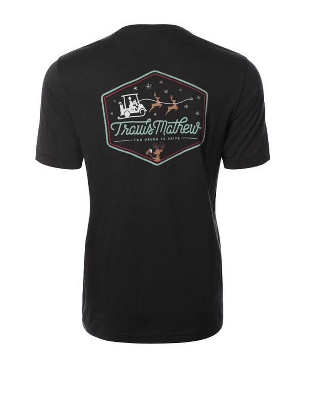 TRAVIS MATHEW MENS KIING RUDOLPH HOLIDAY T-SHIRT - BLACK