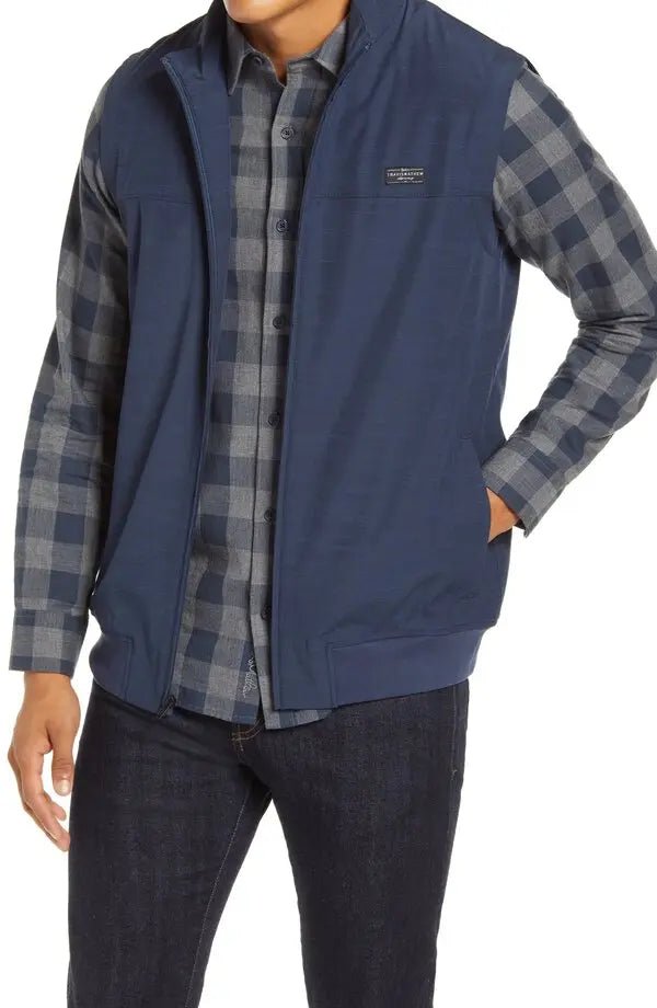 TRAVIS MATHEW OFF THE DOCK FULL ZIP VEST - MOOD INDIGO