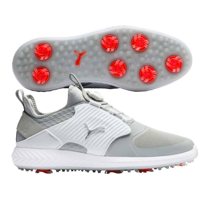 Puma Men's TOUR EDITION - IGINITE PWRAdapt Caged DISC  Golf Shoes - HIGH RISE -PUMA SILVER - PUMA WHITE