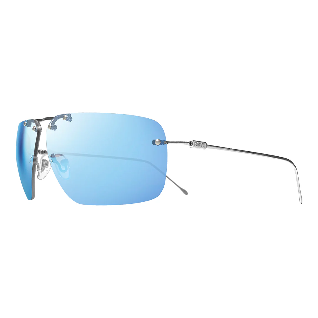 Revo BLACK Unisex Air 1 Polarized Sunglasses - Shiny Chrome/Blue Water Photochromic