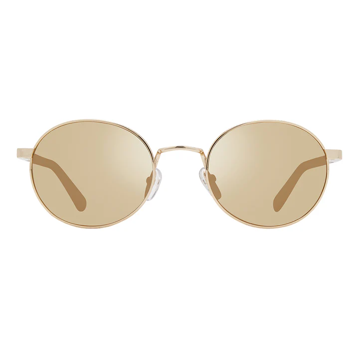 Revo Unisex RILIEY 90's Style Round Aviator Polarized Sunglasses - Gold/Champagne