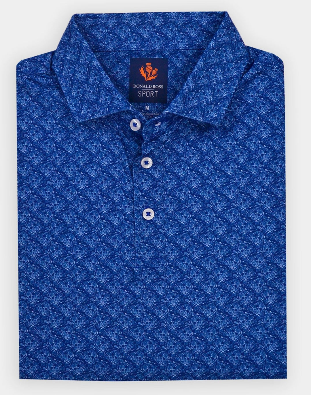 Donald Ross Mens Sport Fit SIDNEY SKULL Print  Polo - NAVY/WHITE