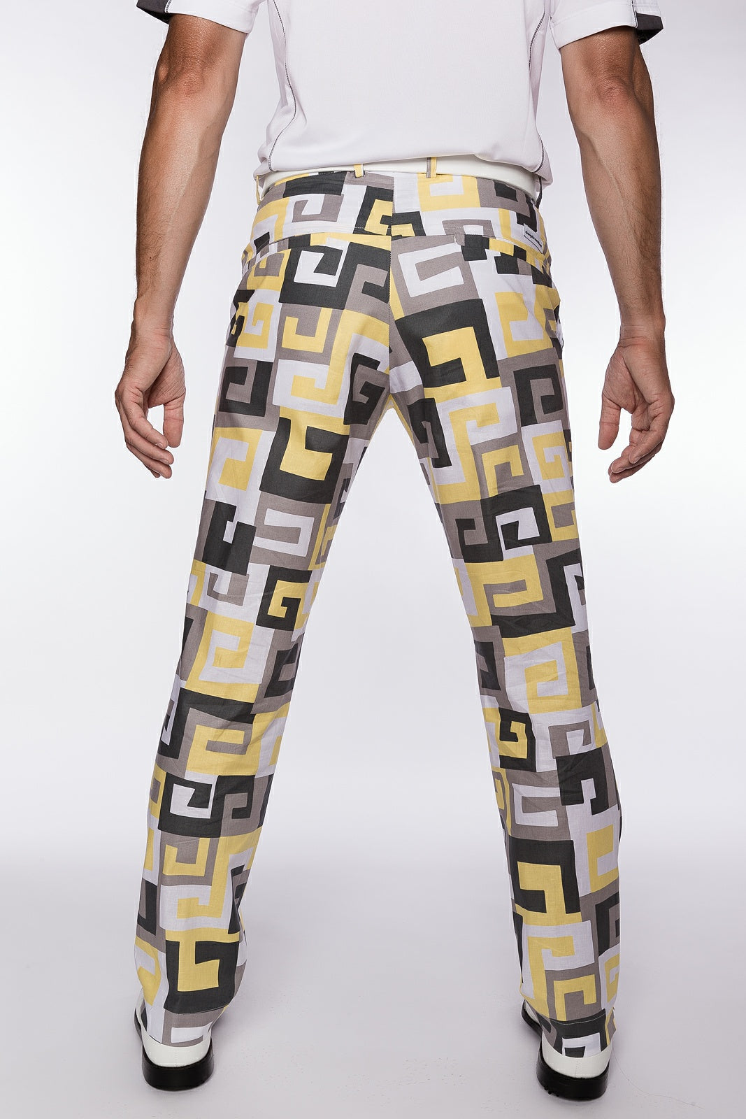 Sport Monaco Slim Fit Geo Print Cotton Pants - SUN / WHITE / CHARCOAL