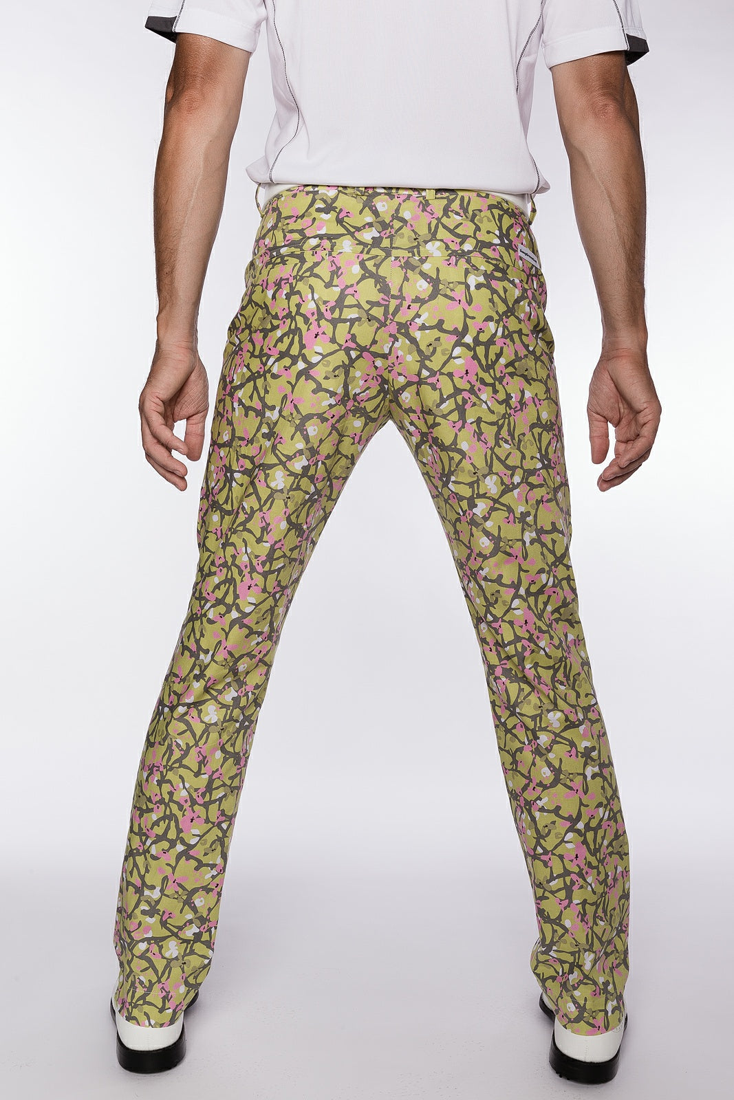 Sport Monaco Slim Fit Floral Print Cotton Pants - GREEN/ GREY / PINK