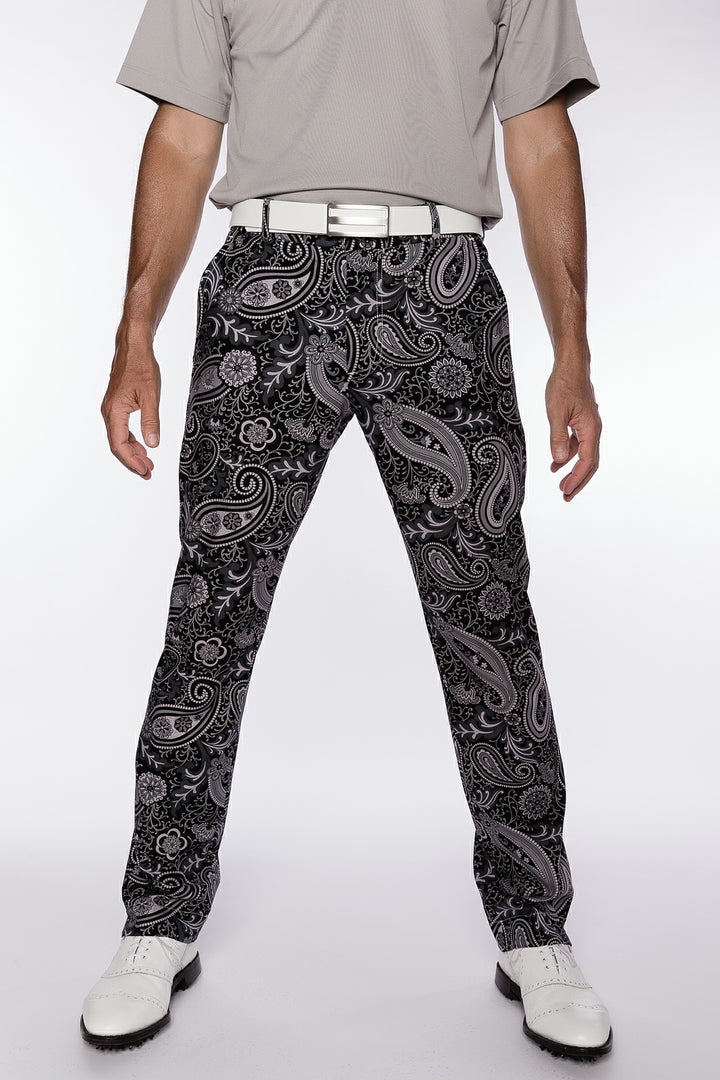 Sport Monaco Slim Fit Paisley Pint Cotton Pants - BLACK / CHARCOAL