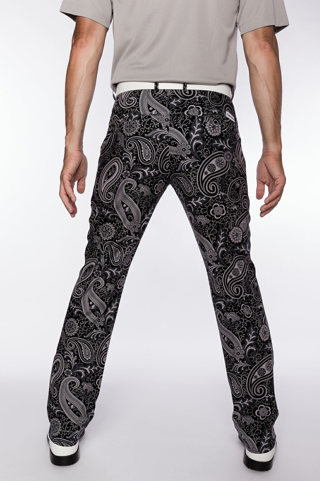 Sport Monaco Slim Fit Paisley Pint Cotton Pants - BLACK / CHARCOAL