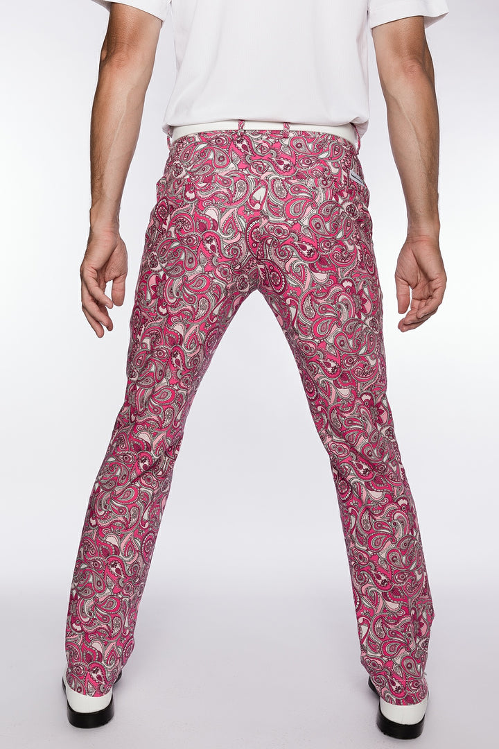 Sport Monaco Slim Fit Paisley Print Cotton Pants - PINK/ WHITE