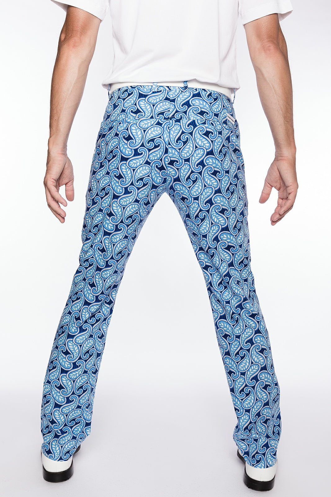 Sport Monaco Slim Fit Paisley Print Cotton Pants - BLUE / WHITE