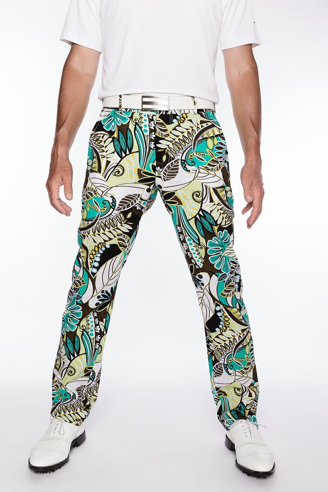 Sport Monaco Slim Fit Jungle Pint Cotton Pants - BLUE / WHITE / MULTI