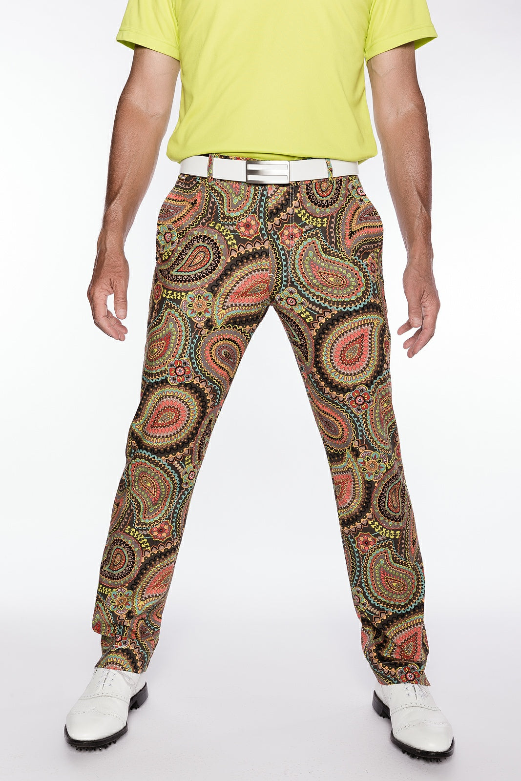 Sport Monaco Slim Fit Paisley Print Cotton Pants - MULTI