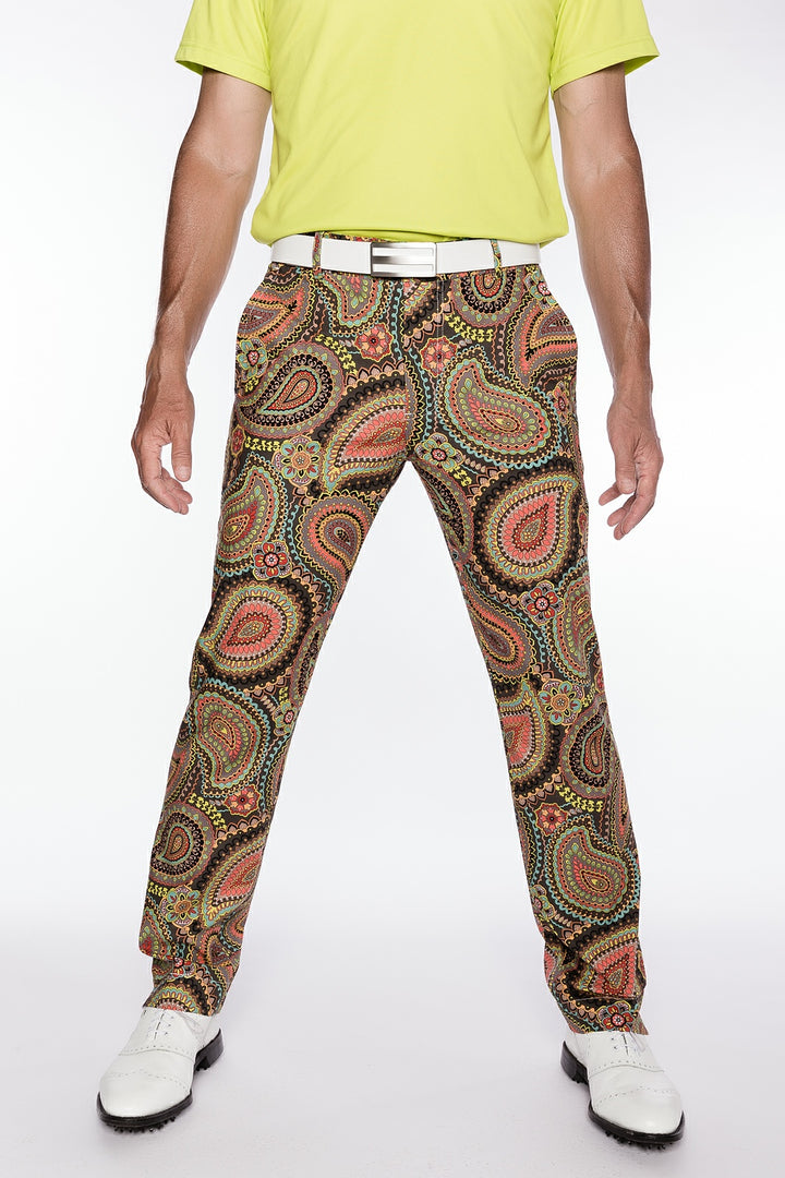 Sport Monaco Slim Fit Paisley Print Cotton Pants - MULTI