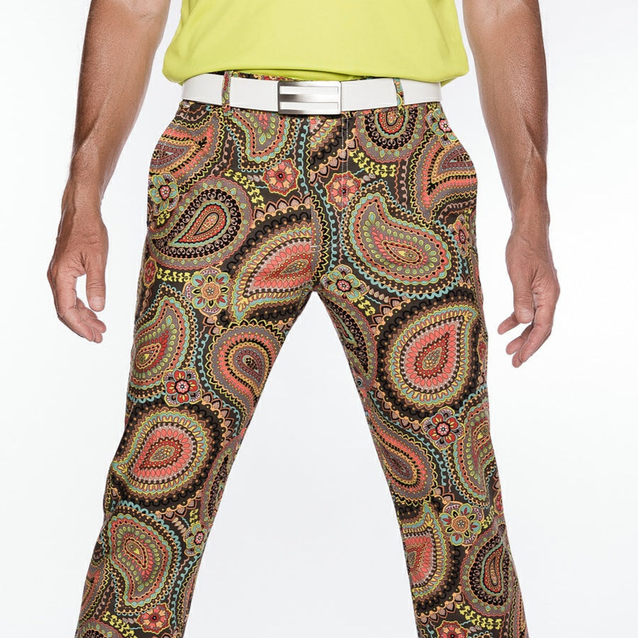 Sport Monaco Slim Fit Paisley Print Cotton Pants - MULTI