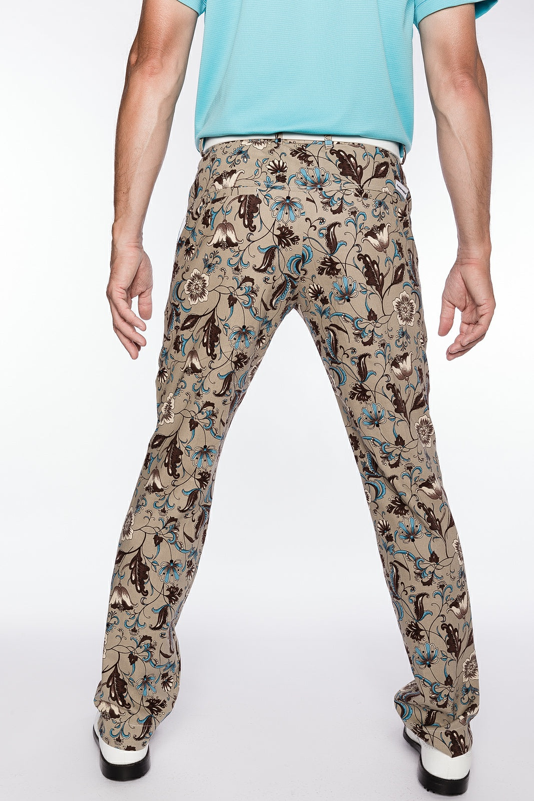 Sport Monaco Slim Fit Paisley Print Cotton Pants - TAN / BLUE