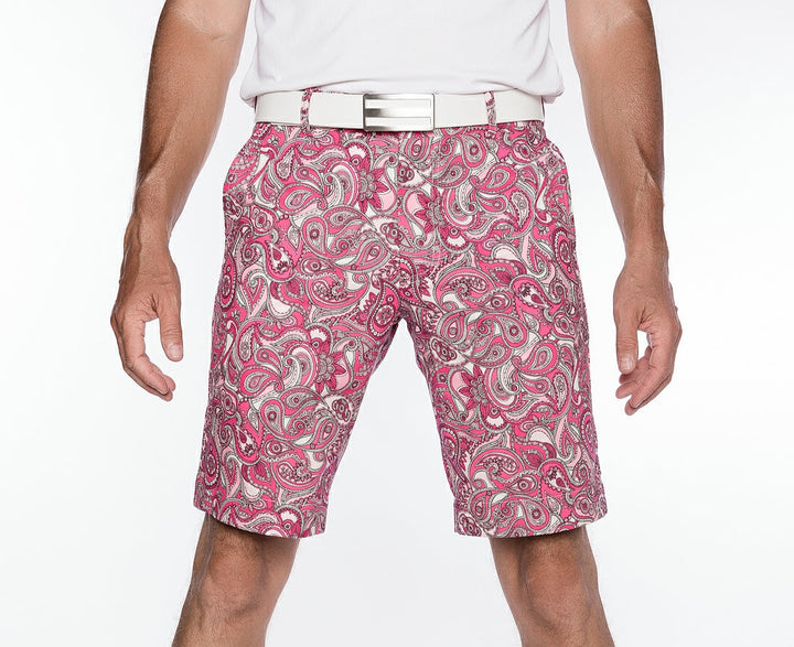 Sport Monaco Slim Fit Paisley Print Cotton Shorts - PINK/ WHITE