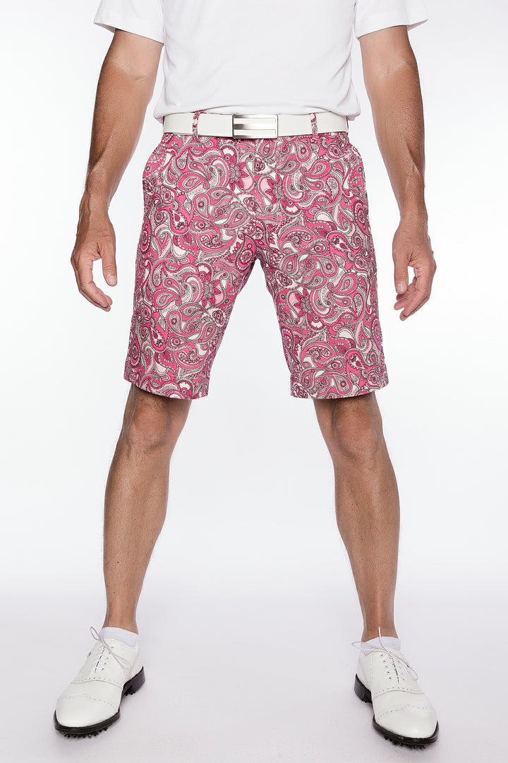 Sport Monaco Slim Fit Paisley Print Cotton Shorts - PINK/ WHITE