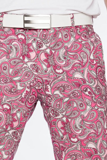 Sport Monaco Slim Fit Paisley Print Cotton Shorts - PINK/ WHITE