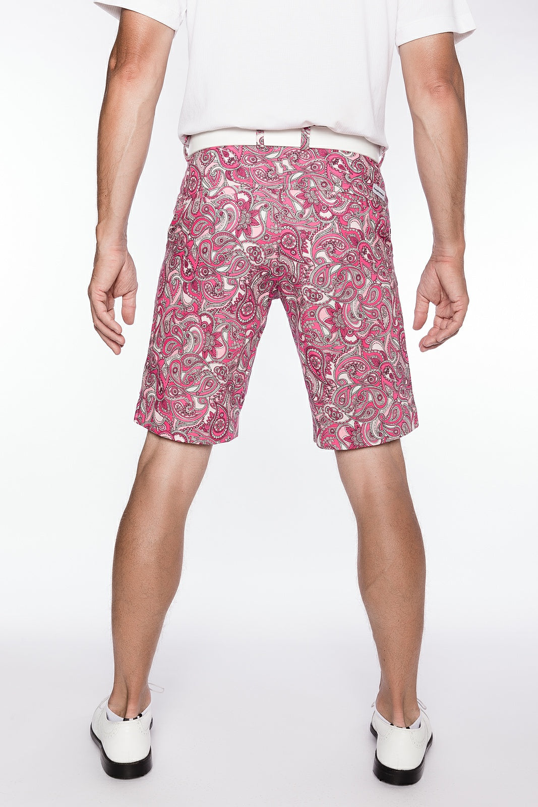 Sport Monaco Slim Fit Paisley Print Cotton Shorts - PINK/ WHITE