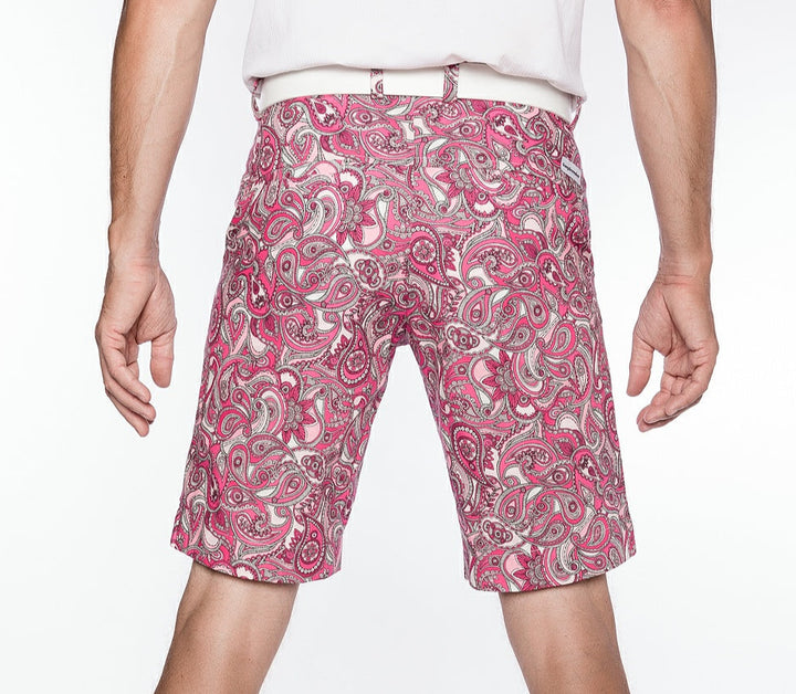 Sport Monaco Slim Fit Paisley Print Cotton Shorts - PINK/ WHITE