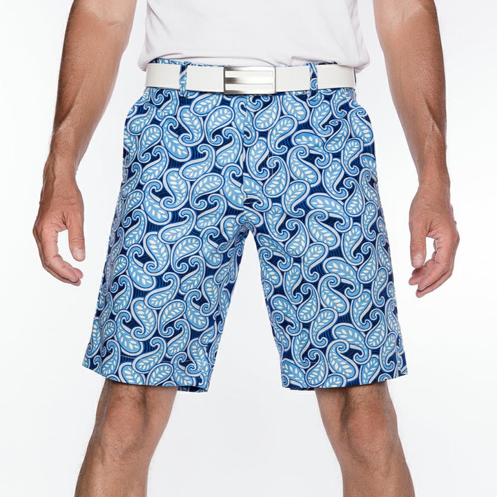 Sport Monaco Slim Fit Paisley Print Cotton Shorts - BLUE / WHITE