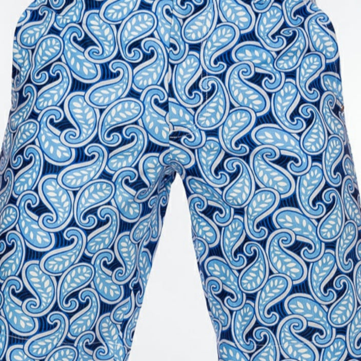 Sport Monaco Slim Fit Paisley Print Cotton Shorts - BLUE / WHITE