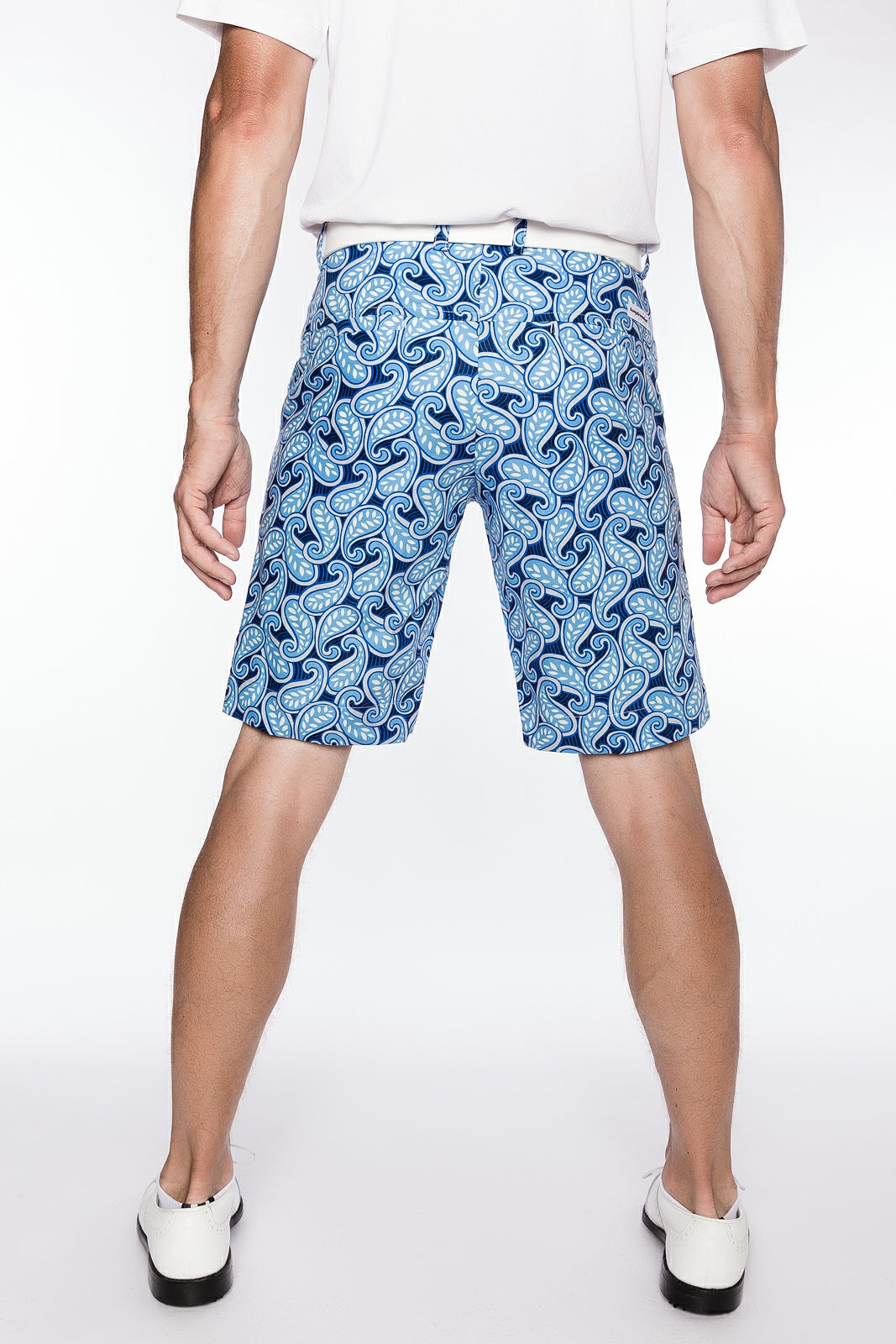 Sport Monaco Slim Fit Paisley Print Cotton Shorts - BLUE / WHITE