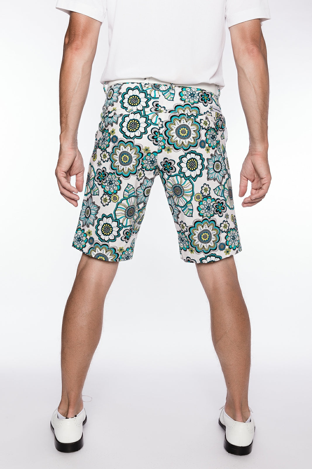 Sport Monaco Slim Fit Floral Print Cotton Shorts - BLUE / WHITE