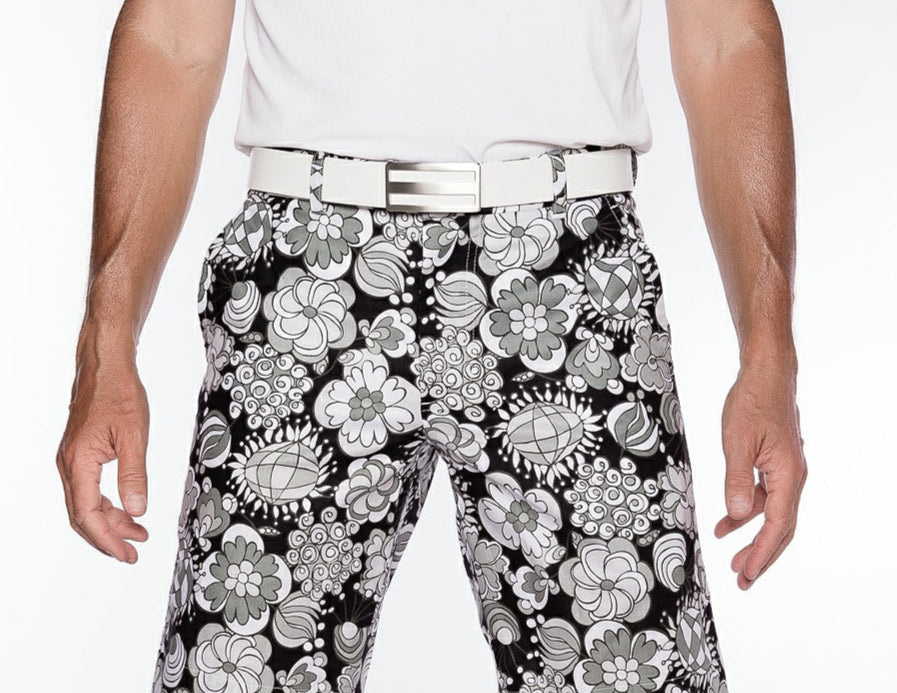 Sport Monaco Slim Fit Multi Floral Print Cotton Shorts - BLACK / CHARCOAL / WHITE