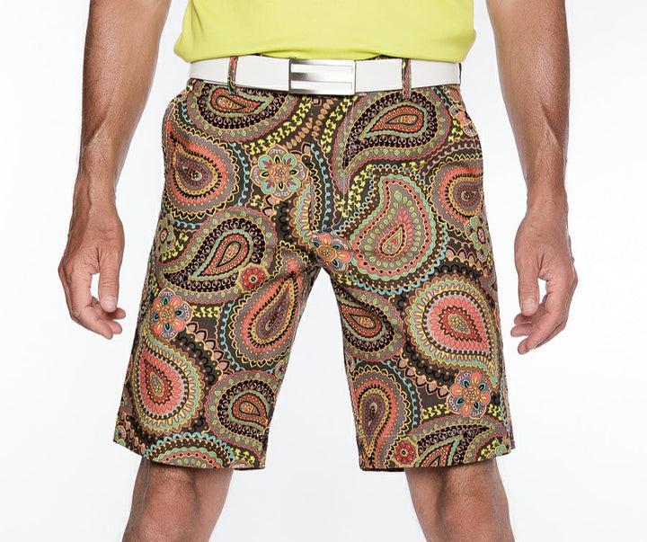 Sport Monaco Slim Fit Paisley Print Cotton Shorts - MULTI