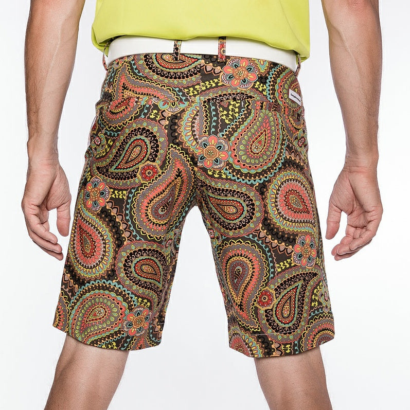 Sport Monaco Slim Fit Paisley Print Cotton Shorts - MULTI