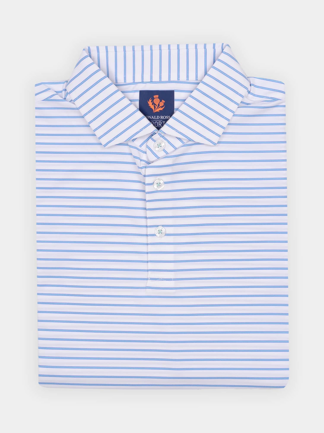 Donald Ross Mens Sport Fit RUBEN Polo - WHITE /ULTRAMARINE SEA GLASS