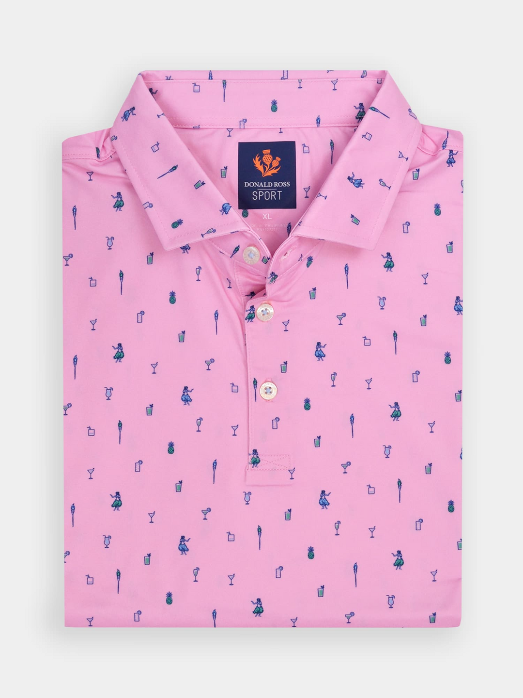 Donald Ross Mens Sport Fit MAURICE Polo - PINK MULTI