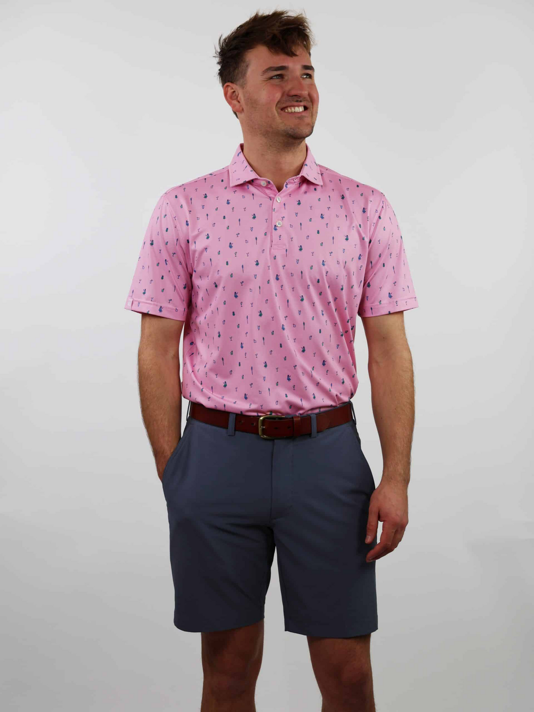 Donald Ross Mens Sport Fit MAURICE Polo - PINK MULTI