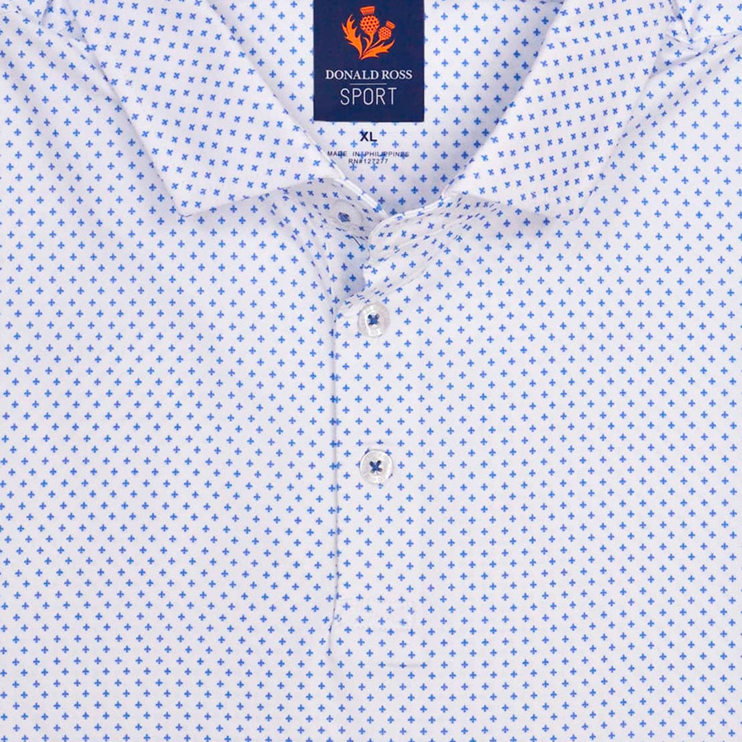 Donald Ross Mens Sport Fit BYRON Polo - WHITE / ULTRAMARINE