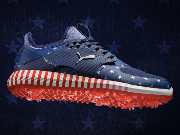 Puma Men's TOUR LTD EDITION PRESIDENTS CUP - IGINITE PWRAdapt Caged Golf Shoes- STAR SPANGLED