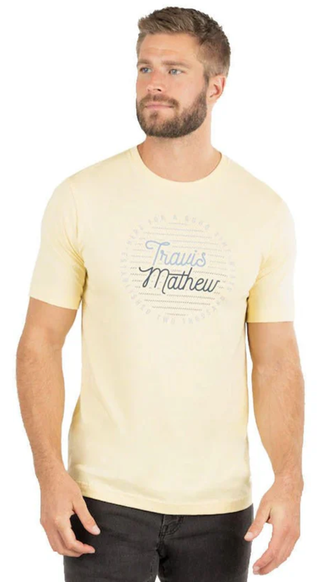 TRAVIS MATHEW CHEERS MY DEARS T-SHIRT - HEATHER SUNLIGHT