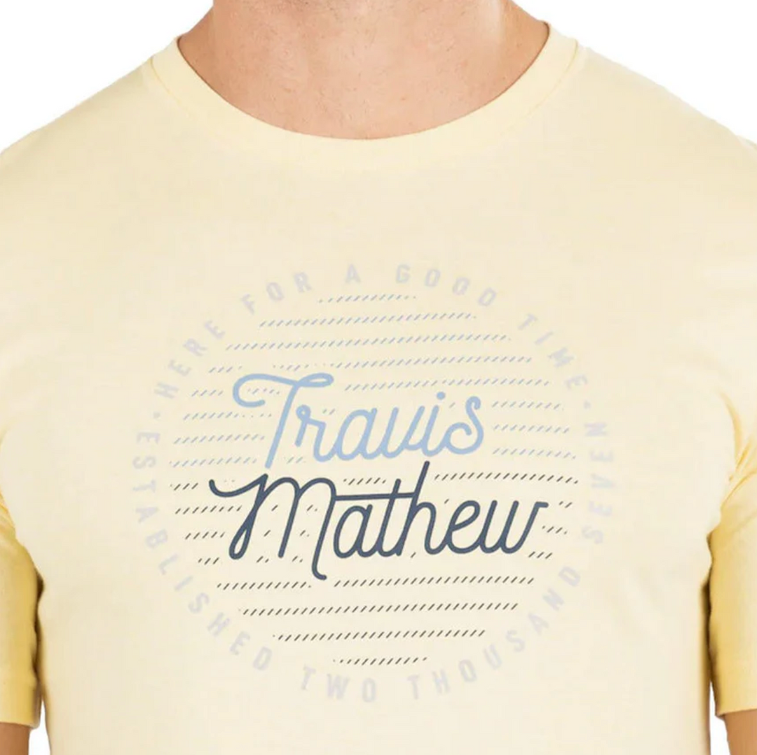 TRAVIS MATHEW CHEERS MY DEARS T-SHIRT - HEATHER SUNLIGHT