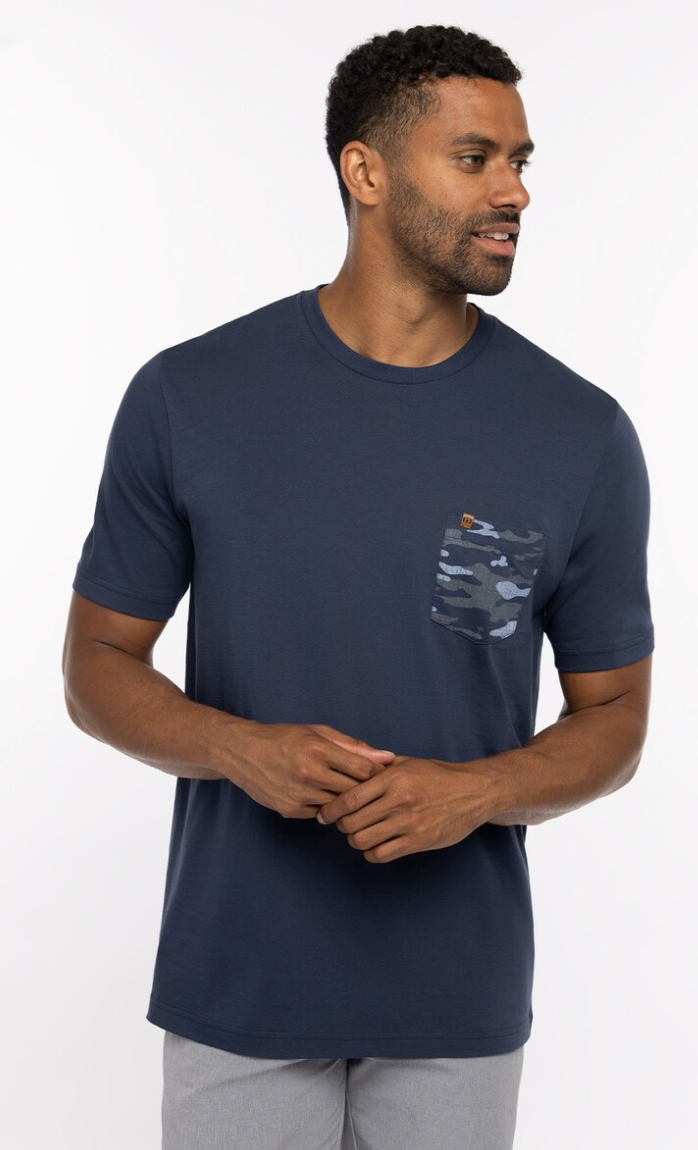 TRAVIS MATHEW THIRTEEN BELOW 2.0 T-SHIRT - DRESS BLUES