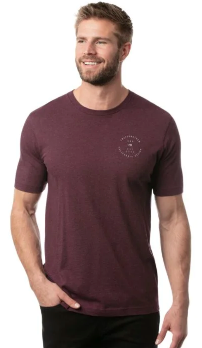 TRAVIS MATHEW BY THE BONFIRE T-SHIRT - HEATHER MAUVE WINE